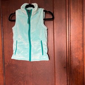 Light Blue Lands End Fleece Vest with Teal Zipper